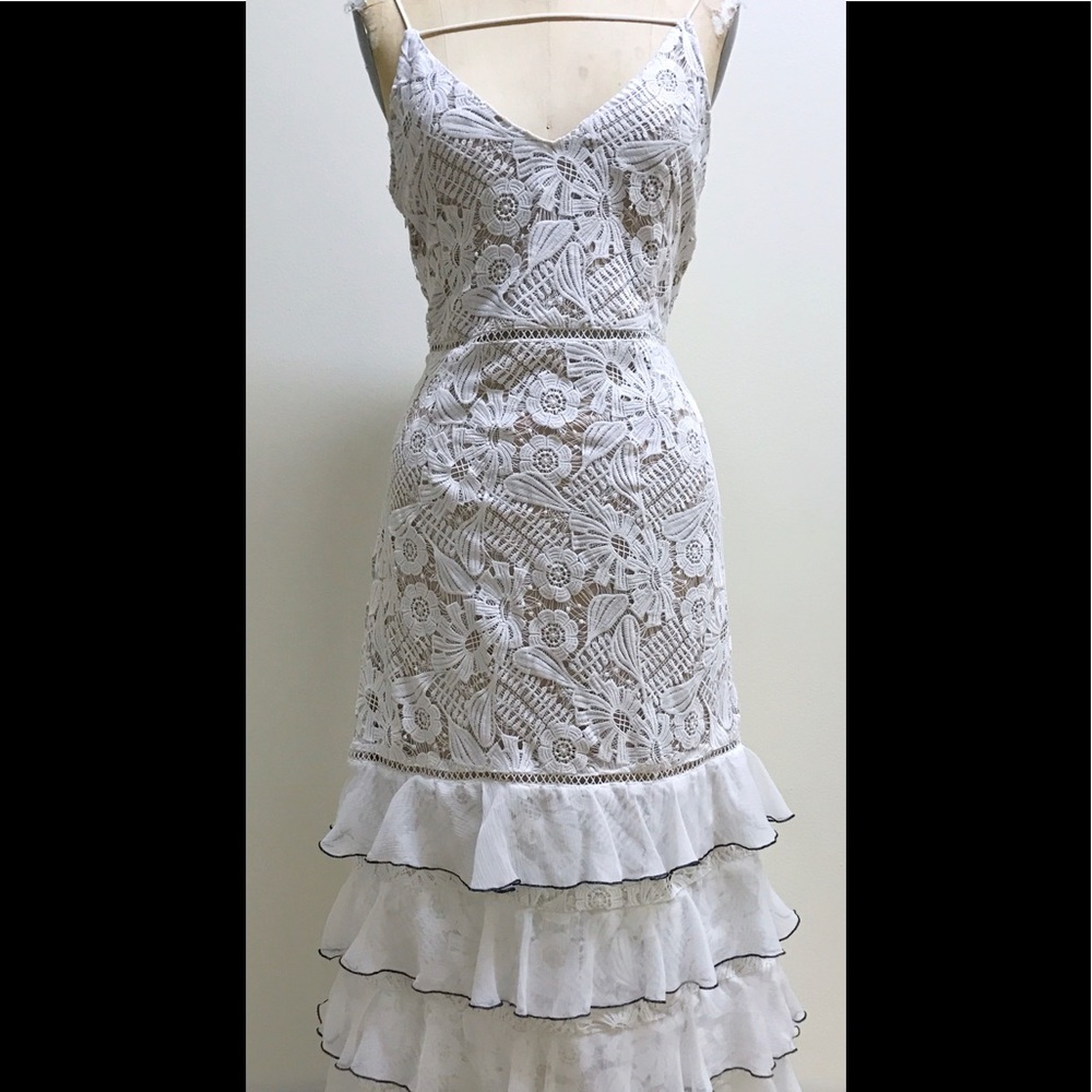 Bohemian Ruffle Dress with Hand Made Lace Work.